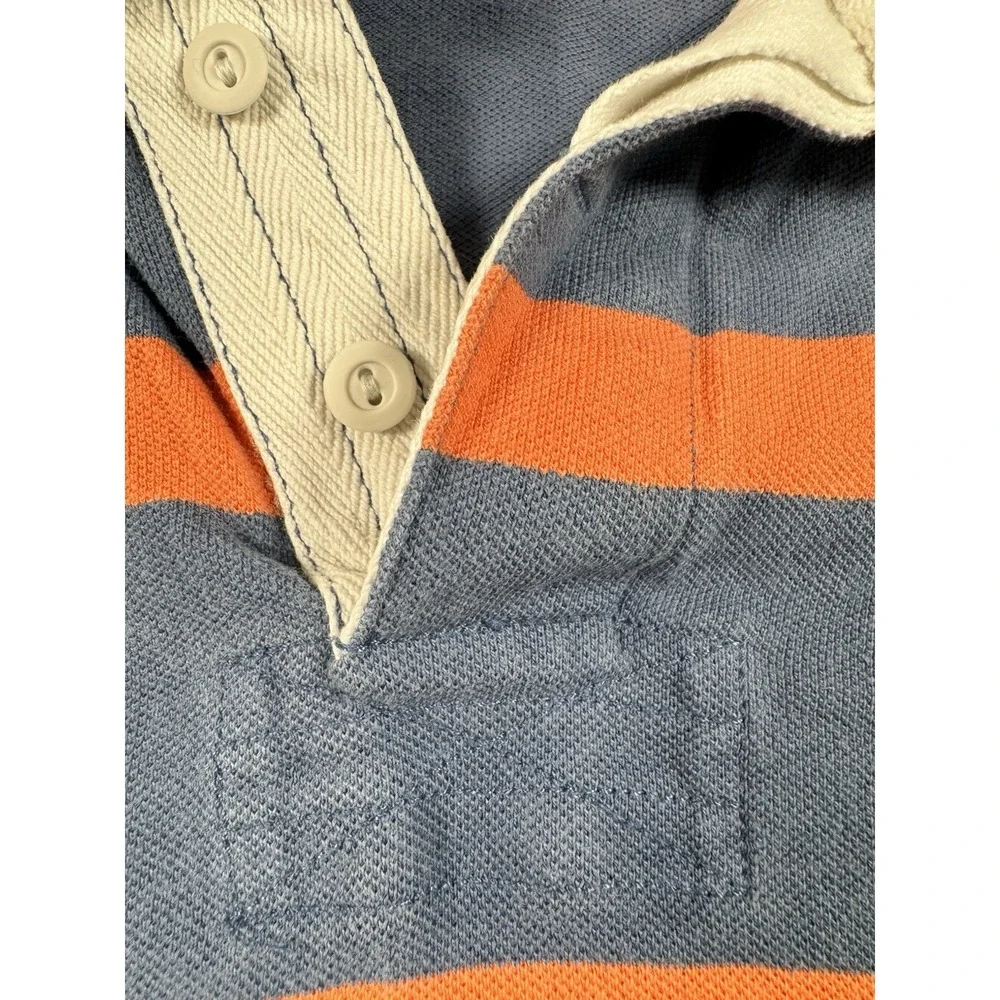 Polo Ralph Lauren Mens Rugby Polo Shirt M Blue Orange Striped Green Pony Cotton